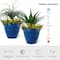 Glitzhome® Round Faux Ceramic Pot Plastic Planter Set